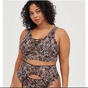 Torrid Size 2 Strappy Leopard Lace-Up Bralette NWT
